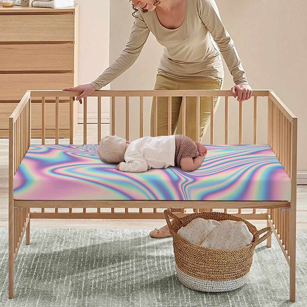 Psychedelic Holographic Print Baby Crib Sheet