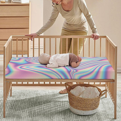 Psychedelic Holographic Print Baby Crib Sheet