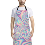 Psychedelic Holographic Print Bib Apron With Pocket