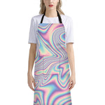 Psychedelic Holographic Print Bib Apron With Pocket