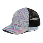 Psychedelic Holographic Print Black Mesh Trucker Cap