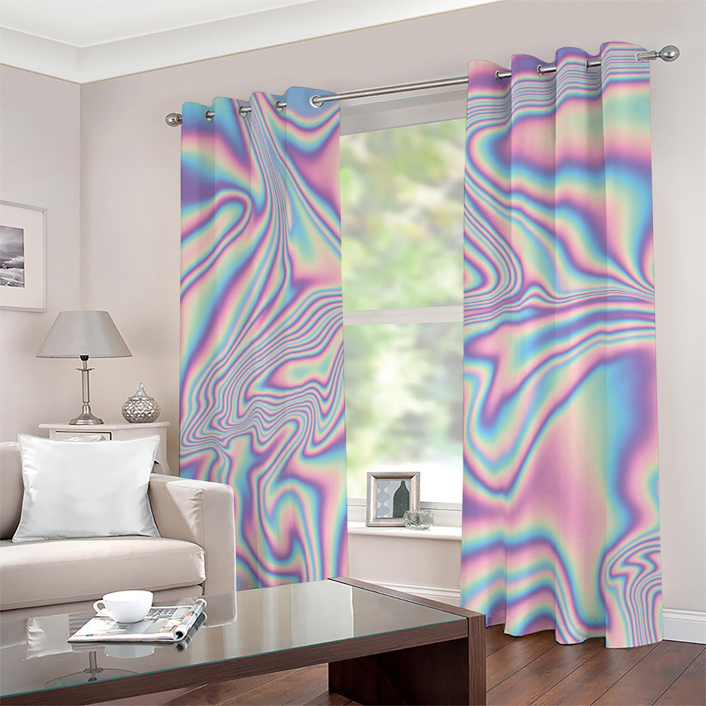 Psychedelic Holographic Print Blackout Grommet Curtains