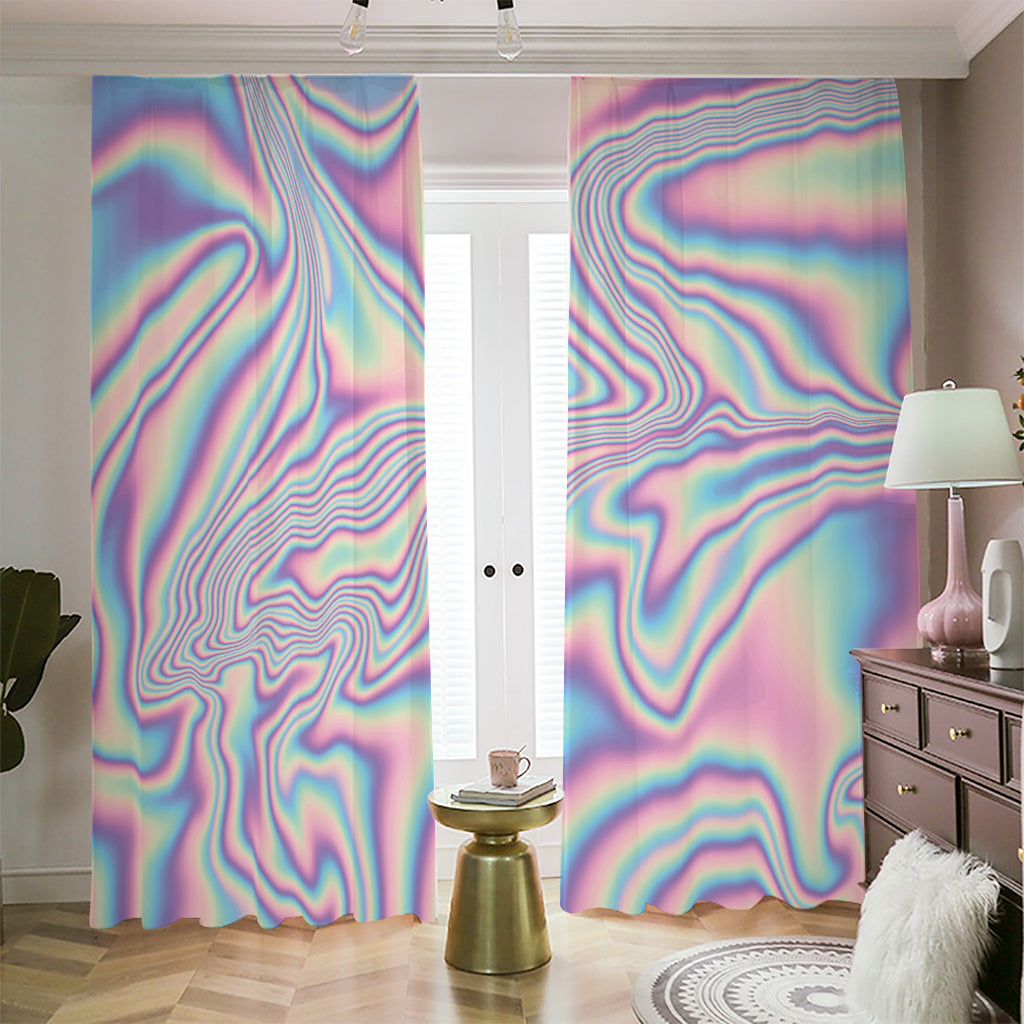 Psychedelic Holographic Print Blackout Pencil Pleat Curtains