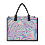 Psychedelic Holographic Print Canvas Tote Bag