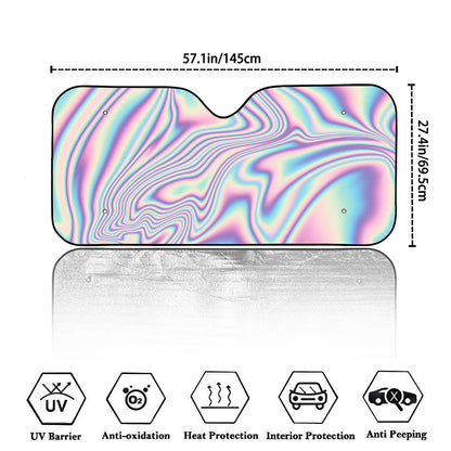 Psychedelic Holographic Print Car Windshield Sun Shade