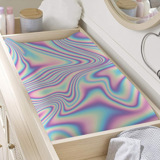 Psychedelic Holographic Print Changing Pad Cover