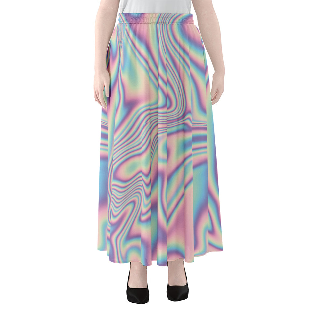 Psychedelic Holographic Print Chiffon Maxi Skirt