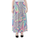 Psychedelic Holographic Print Chiffon Maxi Skirt
