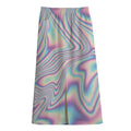 Psychedelic Holographic Print Cotton Front Slit Maxi Skirt