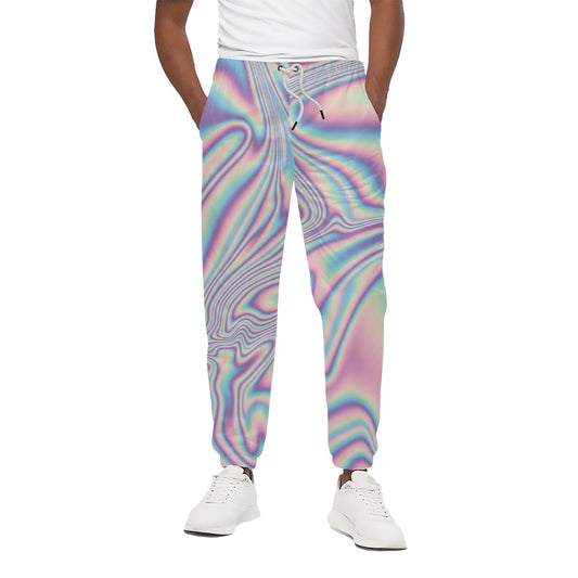 Psychedelic Holographic Print Cotton Pants