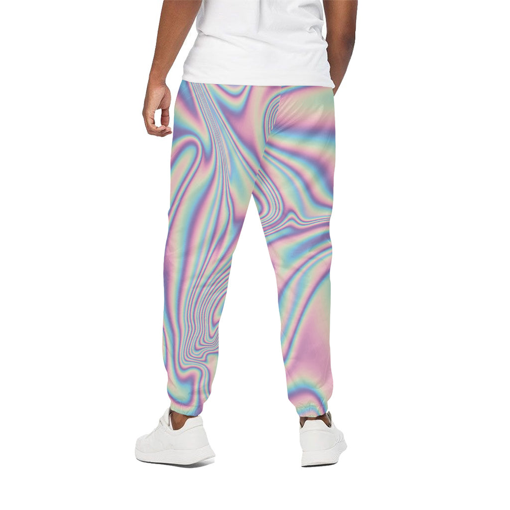 Psychedelic Holographic Print Cotton Pants