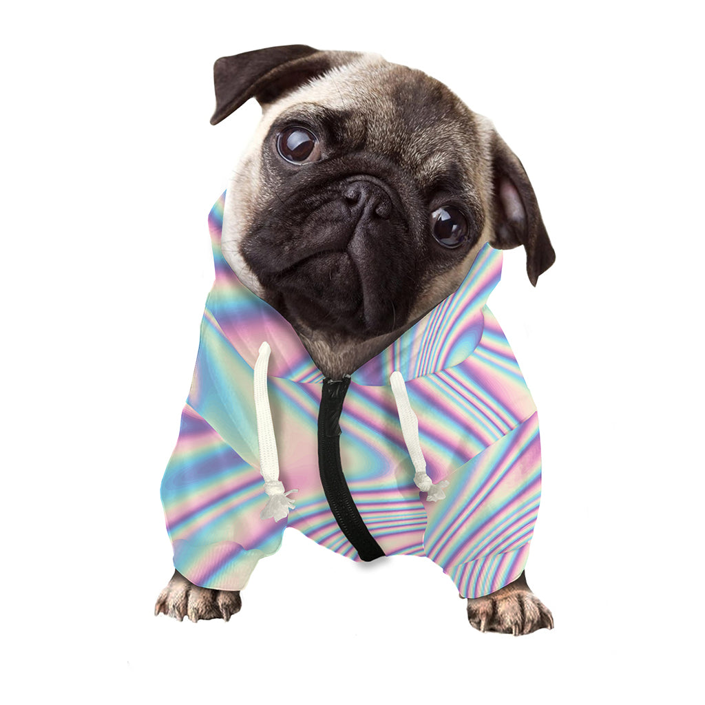 Psychedelic Holographic Print Dog Zip Up Hoodie