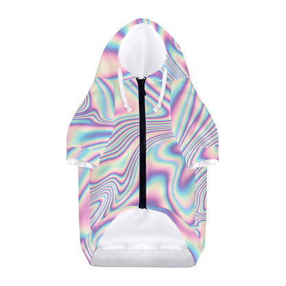 Psychedelic Holographic Print Dog Zip Up Hoodie