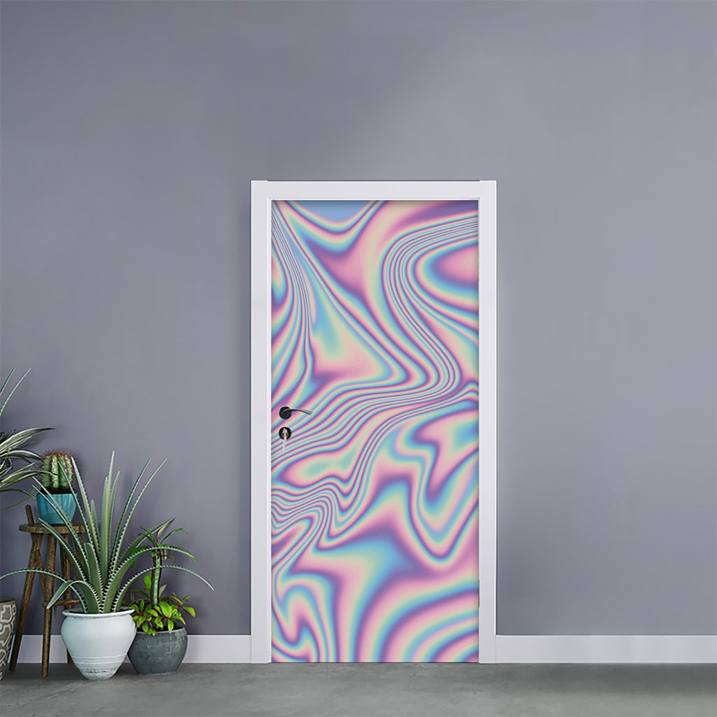 Psychedelic Holographic Print Door Sticker