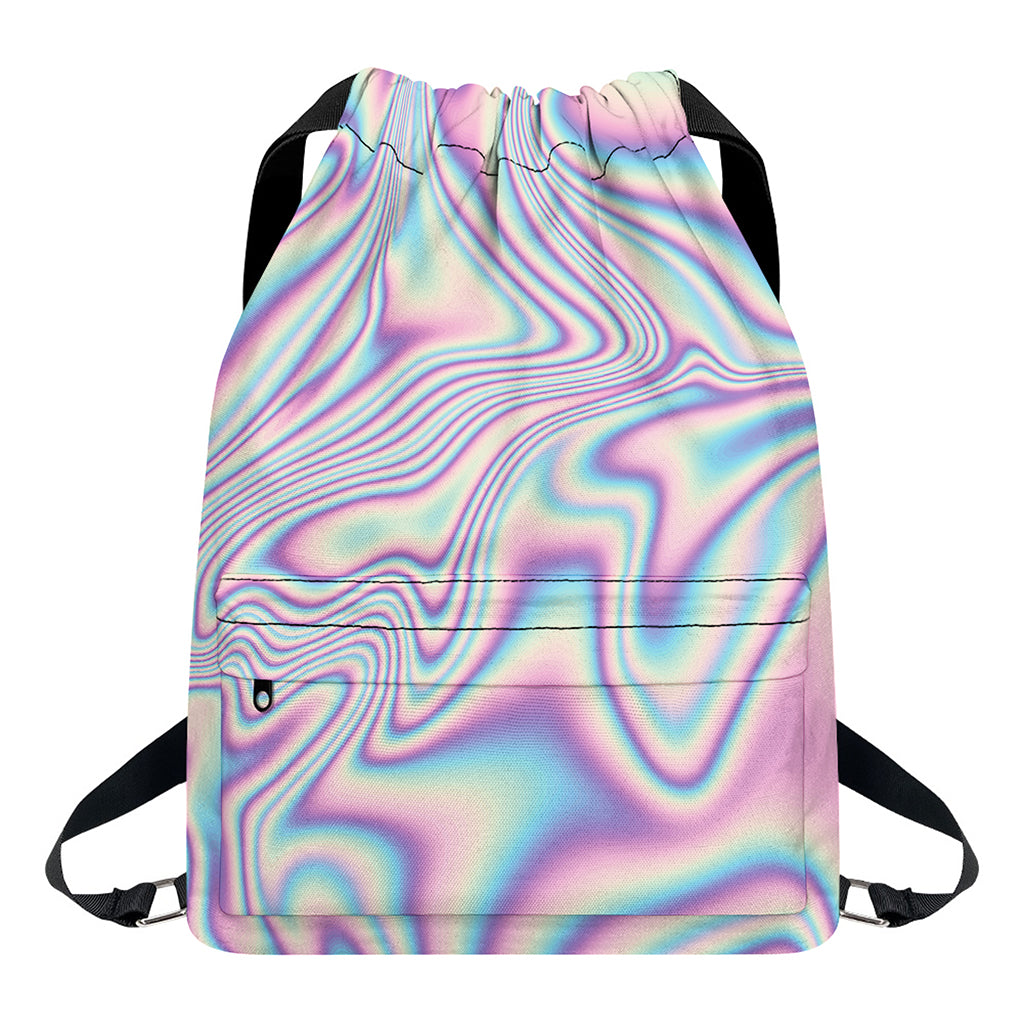 Psychedelic Holographic Print Drawstring Backpack