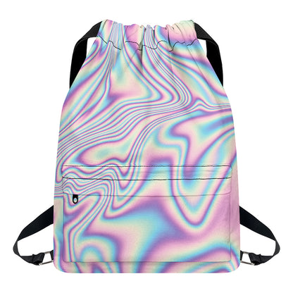 Psychedelic Holographic Print Drawstring Backpack
