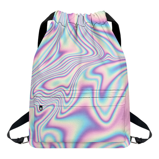 Psychedelic Holographic Print Drawstring Backpack