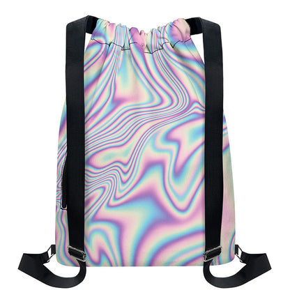 Psychedelic Holographic Print Drawstring Backpack
