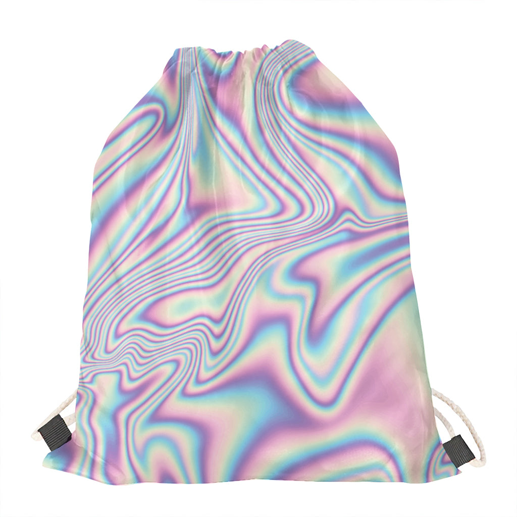 Psychedelic Holographic Print Drawstring Bag