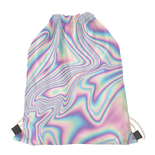 Psychedelic Holographic Print Drawstring Bag