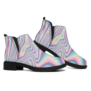 Psychedelic Holographic Print Flat Ankle Boots