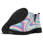 Psychedelic Holographic Print Flat Ankle Boots