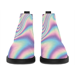 Psychedelic Holographic Print Flat Ankle Boots