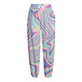 Psychedelic Holographic Print Fleece Lined Knit Pants