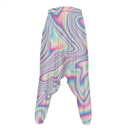 Psychedelic Holographic Print Hammer Pants