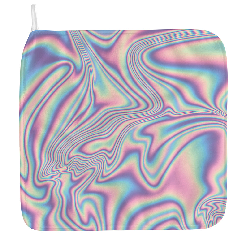 Psychedelic Holographic Print Hand Towel