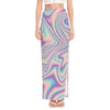 Psychedelic Holographic Print High Slit Maxi Skirt