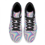 Psychedelic Holographic Print High Top Leather Sneakers