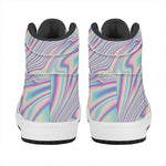 Psychedelic Holographic Print High Top Leather Sneakers