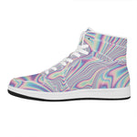 Psychedelic Holographic Print High Top Leather Sneakers