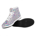 Psychedelic Holographic Print High Top Leather Sneakers