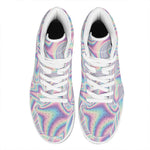Psychedelic Holographic Print High Top Leather Sneakers