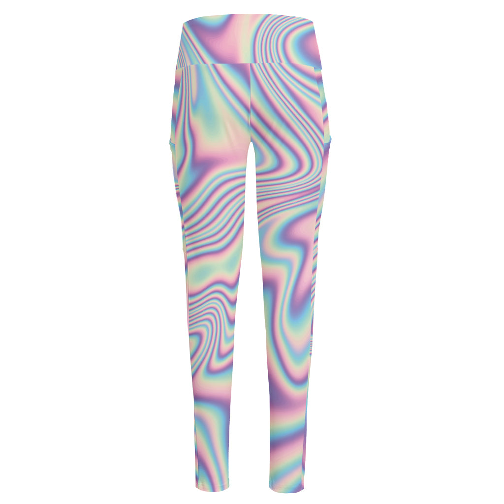 Psychedelic Holographic Print High-Waisted Pocket Leggings