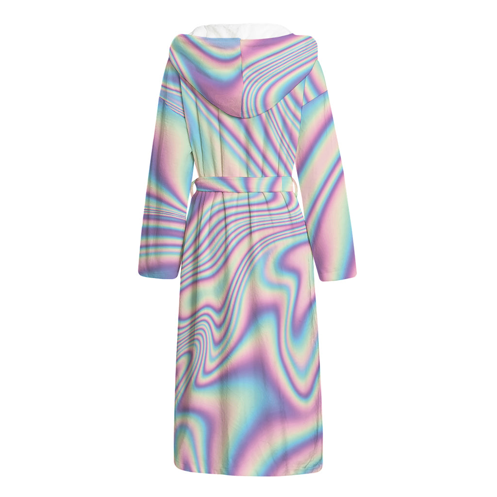 Psychedelic Holographic Print Hooded Bathrobe