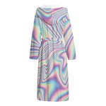Psychedelic Holographic Print Hooded Bathrobe