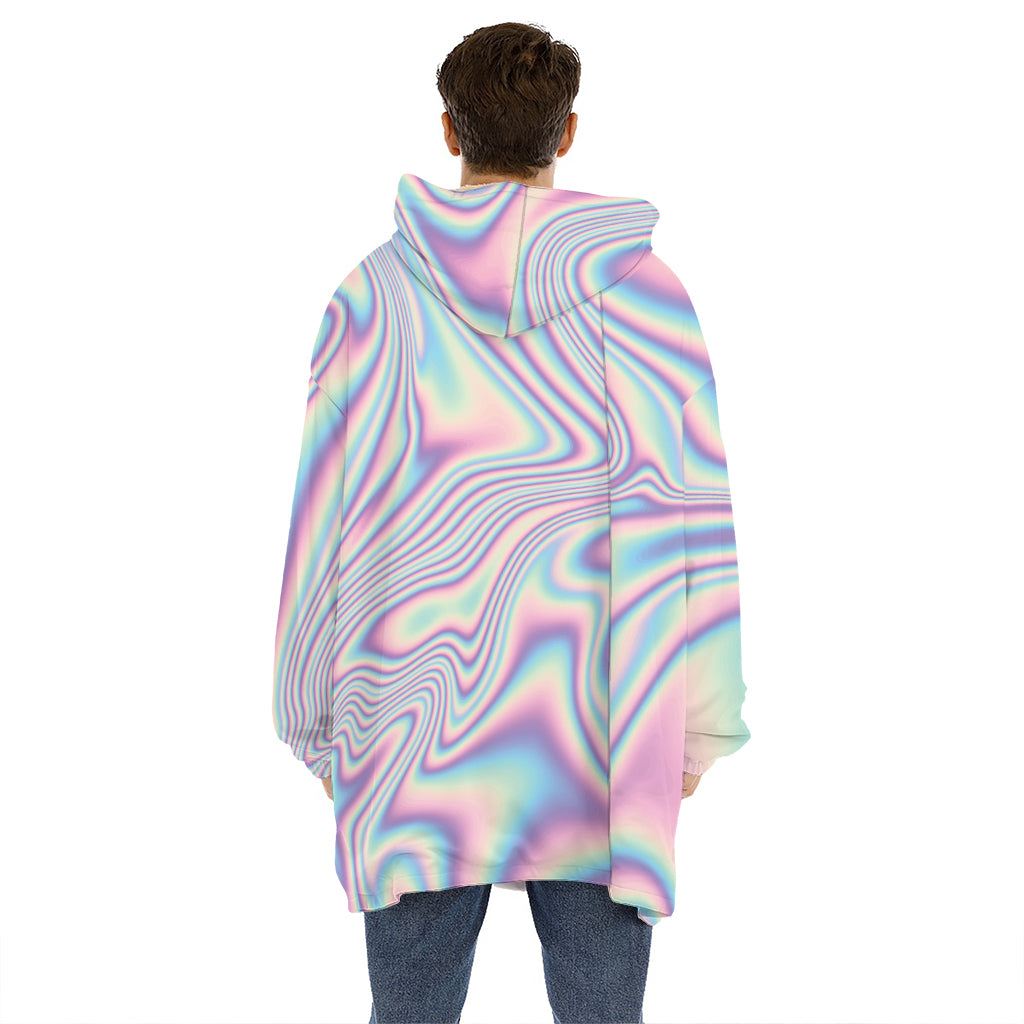 Psychedelic Holographic Print Hoodie Blanket