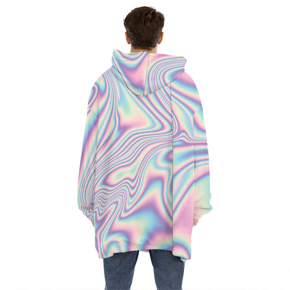 Psychedelic Holographic Print Hoodie Blanket