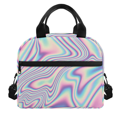 Psychedelic Holographic Print Insulated Lunch Bag