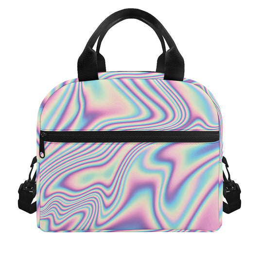 Psychedelic Holographic Print Insulated Lunch Bag