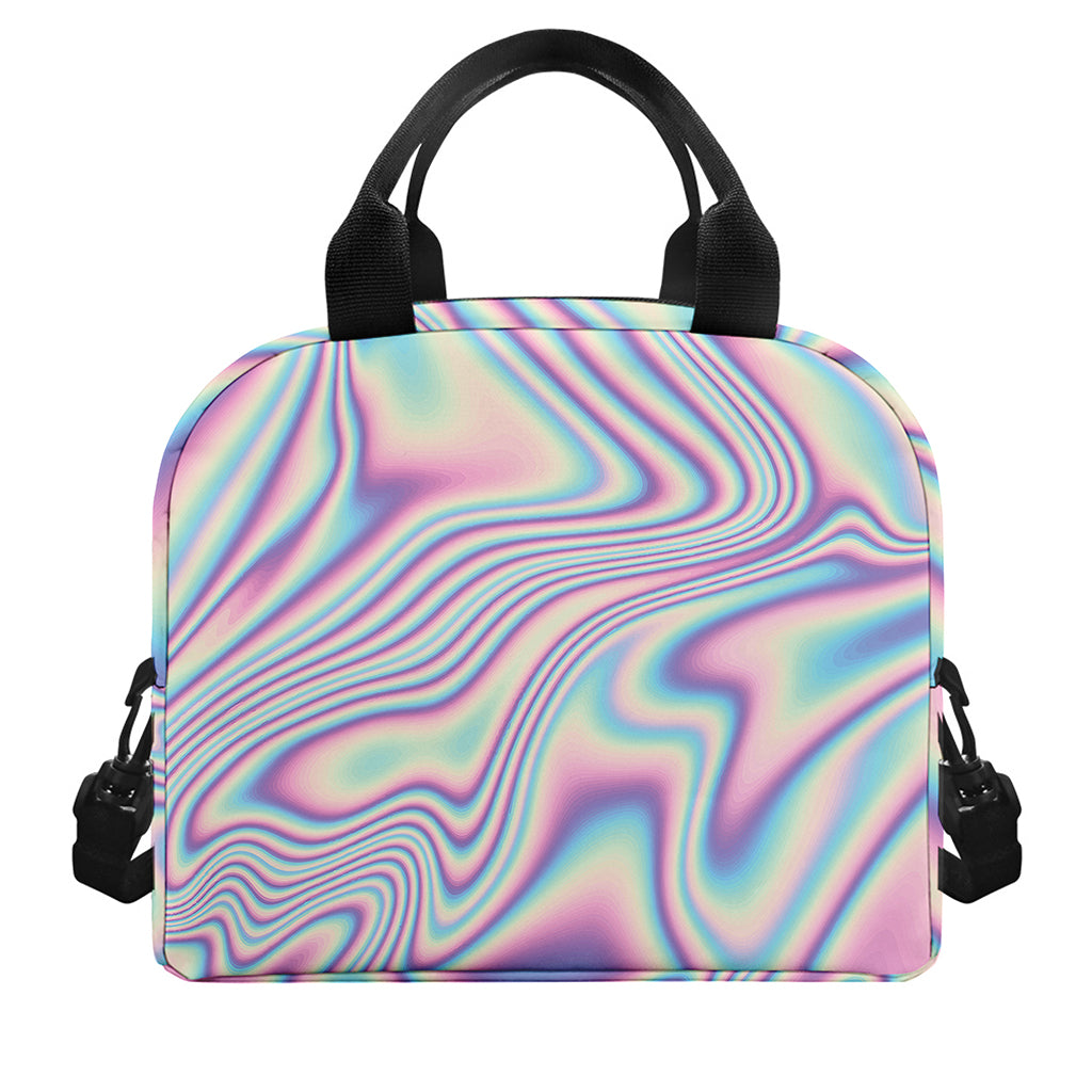 Psychedelic Holographic Print Insulated Lunch Bag