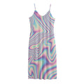 Psychedelic Holographic Print Jersey Midi Cami Dress