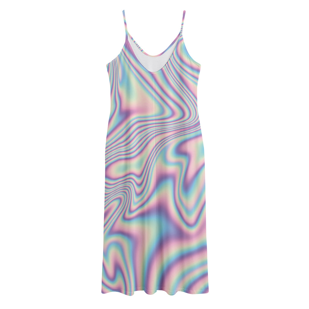 Psychedelic Holographic Print Jersey Midi Cami Dress