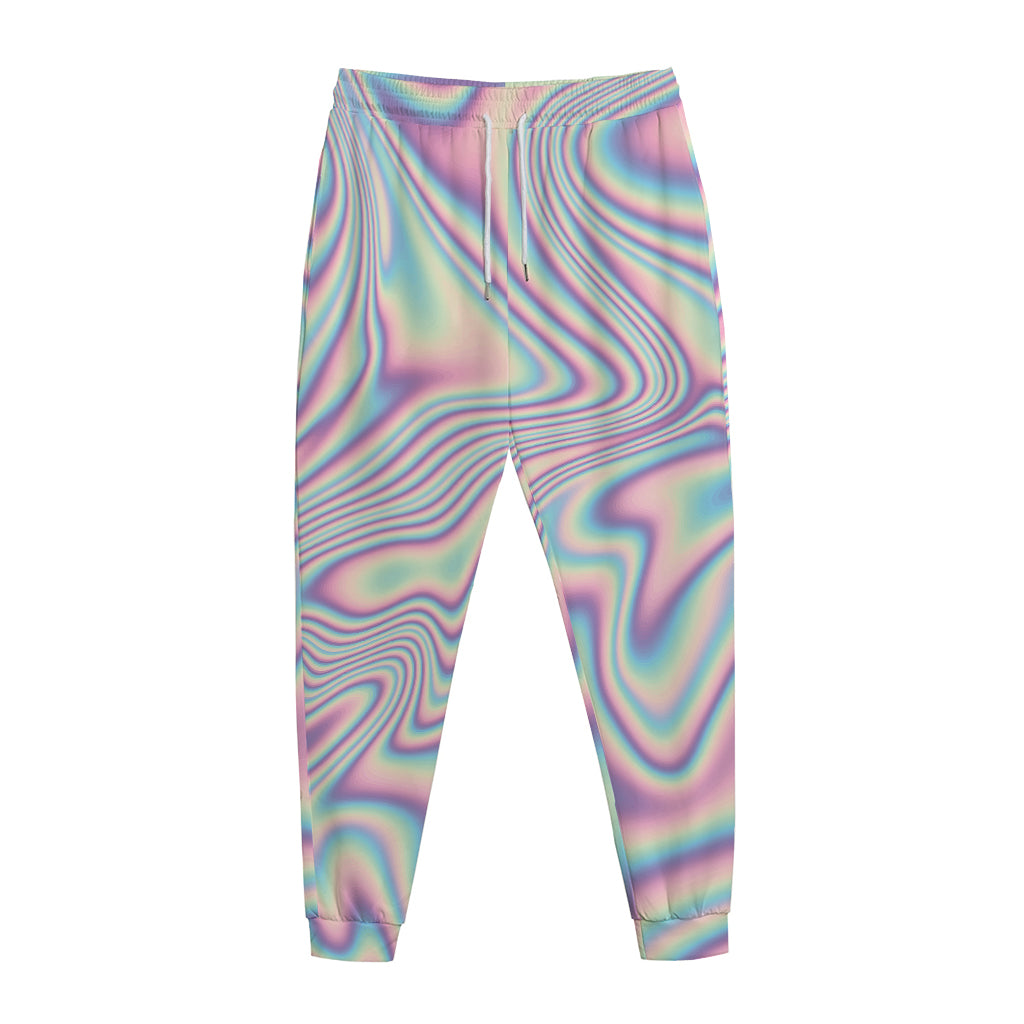 Psychedelic Holographic Print Jogger Pants