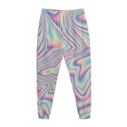Psychedelic Holographic Print Jogger Pants