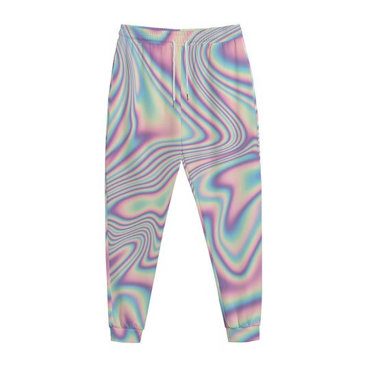 Psychedelic Holographic Print Jogger Pants