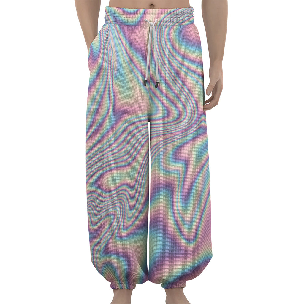 Psychedelic Holographic Print Lantern Pants